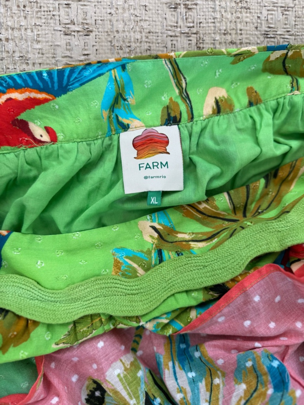 FARM Rio Ombré Forest Colorblock Tiered Midi Skirt - Green Pink Blue Size XL - Picture 5 of 7